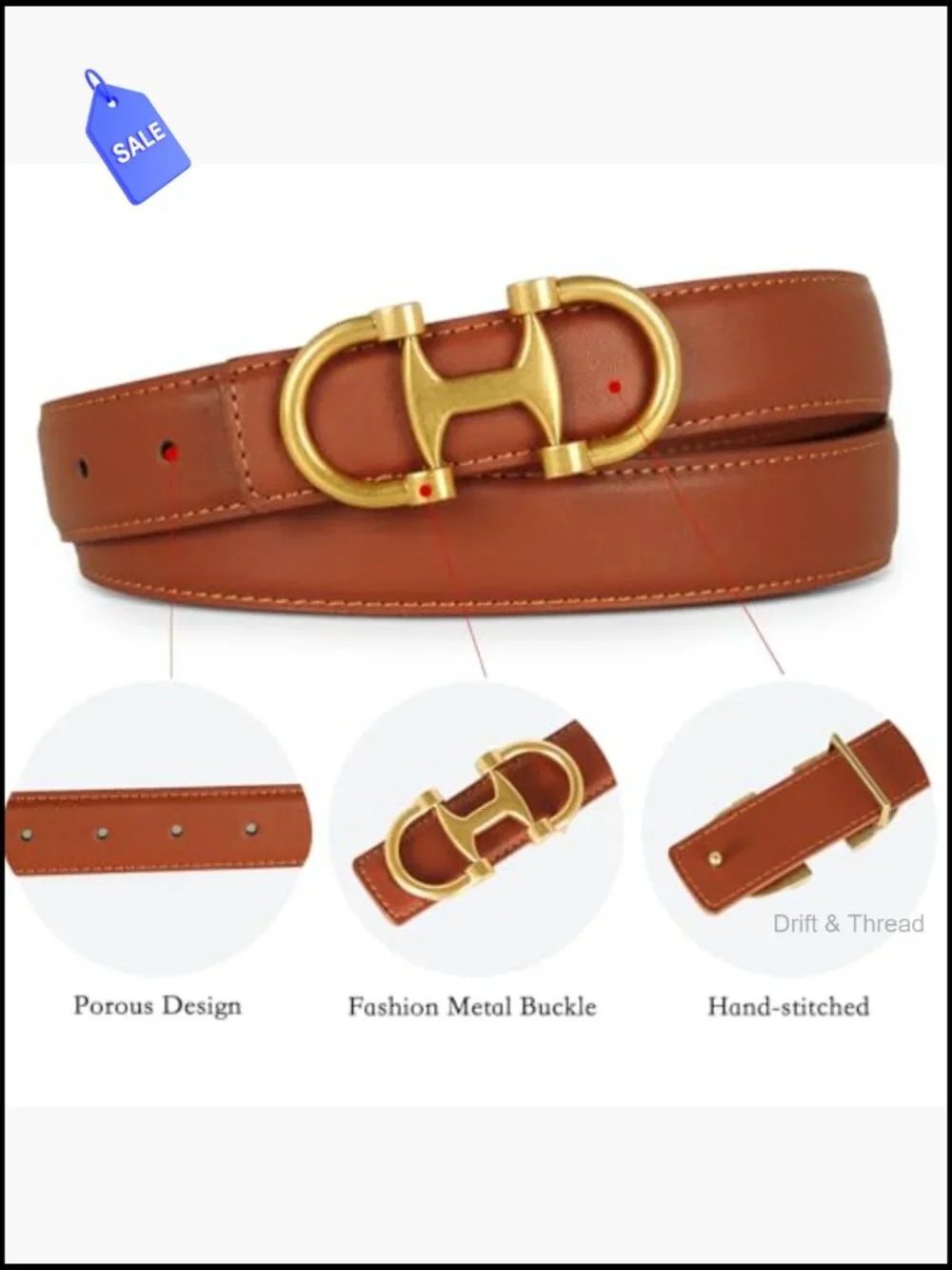 Genuine Leather Women's Belt Classic Buckle Dress & Casual
